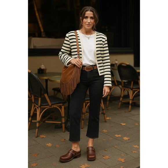 Vintage Frye Harness Chocolate Pebbled Leather Clogs | Brown Slip-On Mules USA - Picture 2 of 14